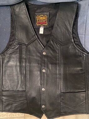 Genuine Leather Black Men's Vest by Manzoor